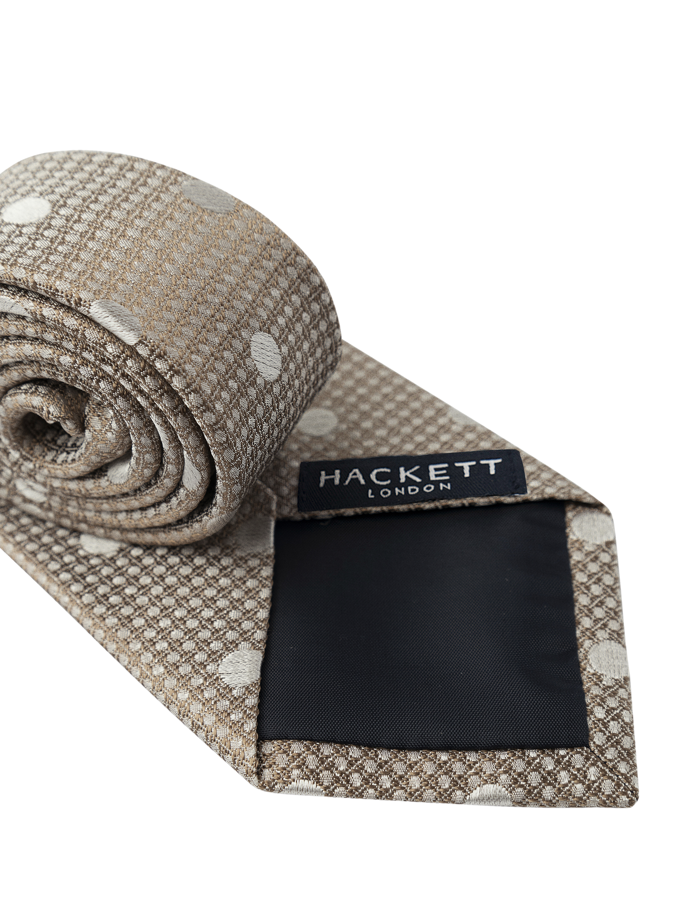 Product image 2 of 4, which shows Hackett London Chelsea Dot Pure Silk Scarf, Champagne Beige, 0