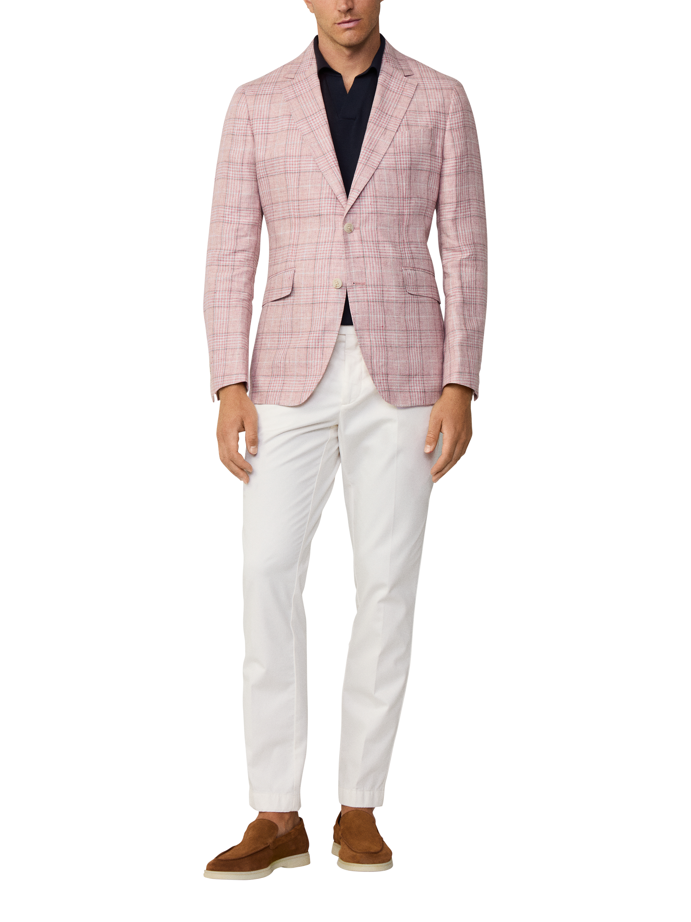 Product image 1 of 7, which shows Hackett London Prince Of Wales Check Blazer, Summer Pink, 48