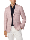 Hackett London Prince Of Wales Check Blazer, Summer Pink