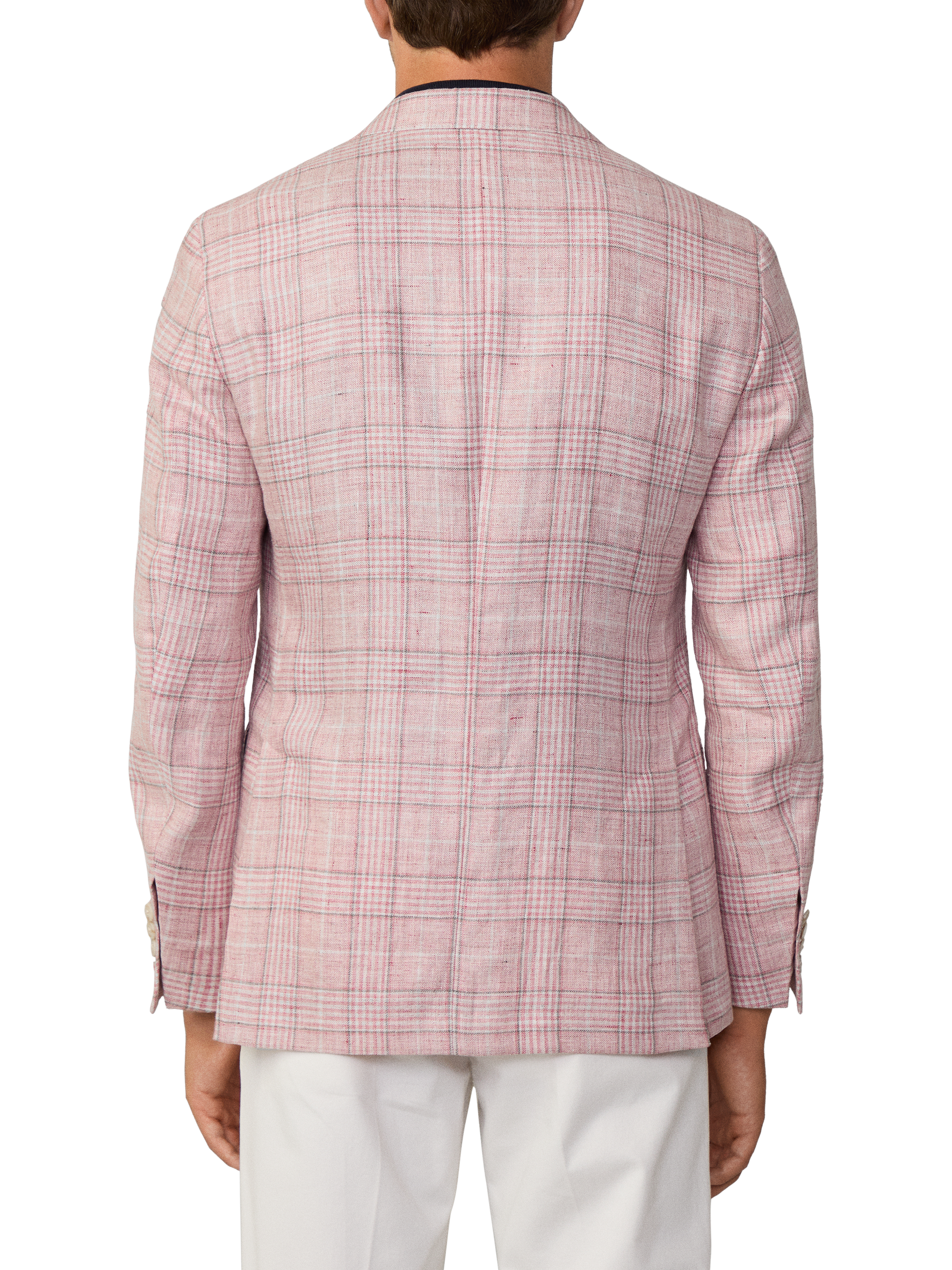 Product image 3 of 7, which shows Hackett London Prince Of Wales Check Blazer, Summer Pink, 48