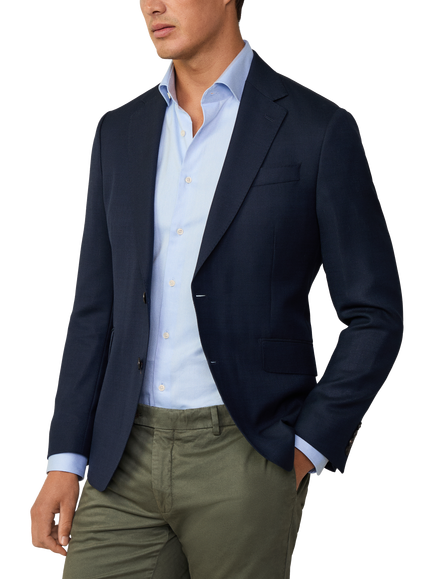Hackett London Wool Blend Hopsack Blazer, Navy, Navy