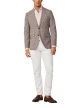 Hackett London Cotton Linen Blend Glen Check Blazer, Tan Brown