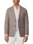 Hackett London Cotton Linen Blend Glen Check Blazer, Tan Brown