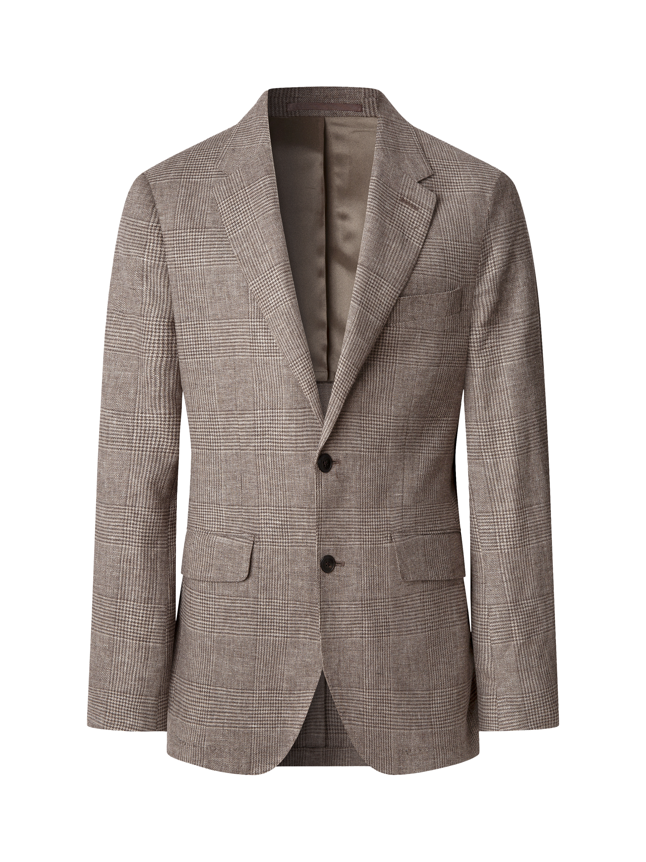 Product image 6 of 7, which shows Hackett London Cotton Linen Blend Glen Check Blazer, Tan Brown, 48