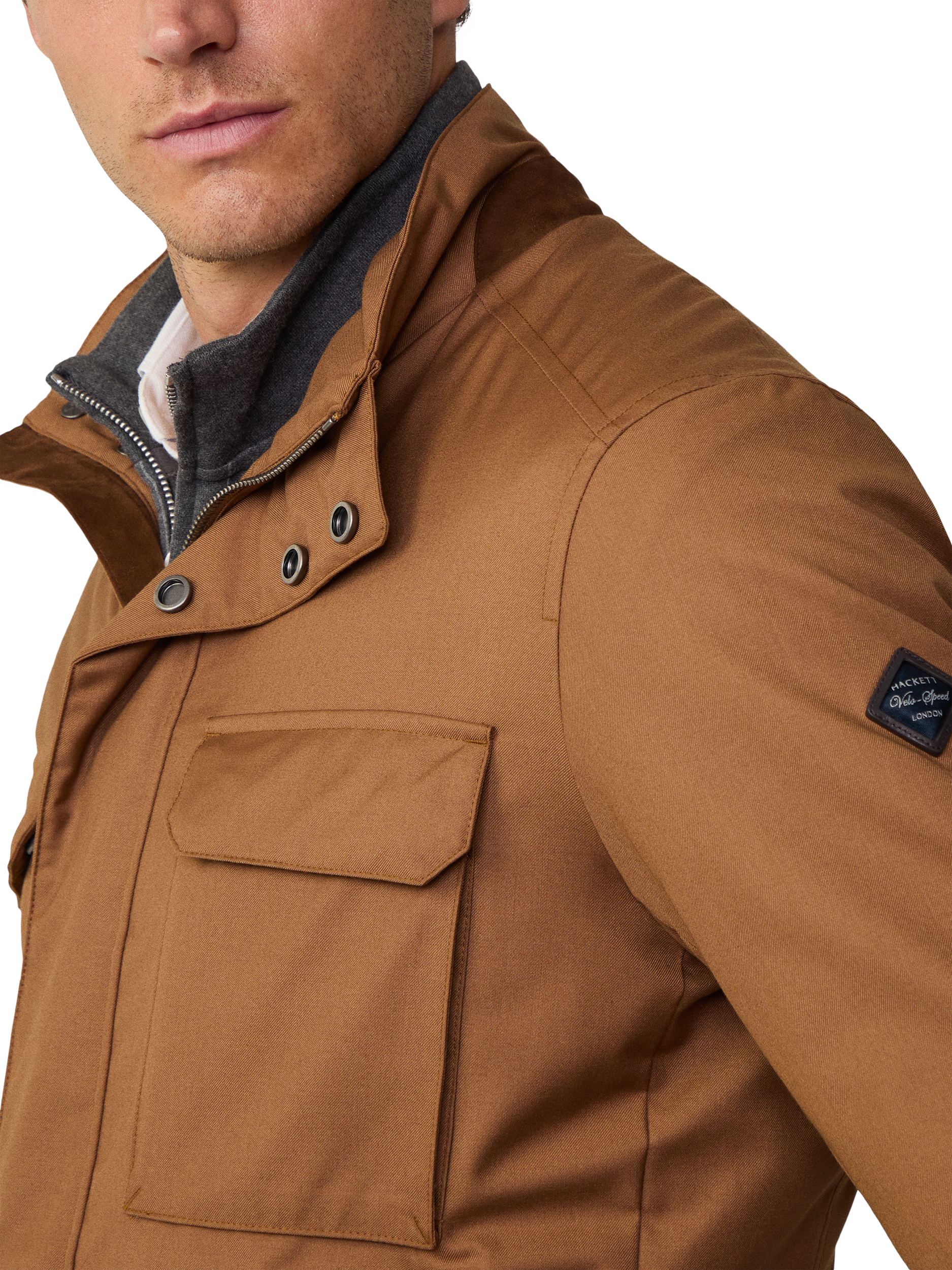Product image 4 of 6, which shows Hackett London Tropical Field Jacket, Camel Beige, XXXL
