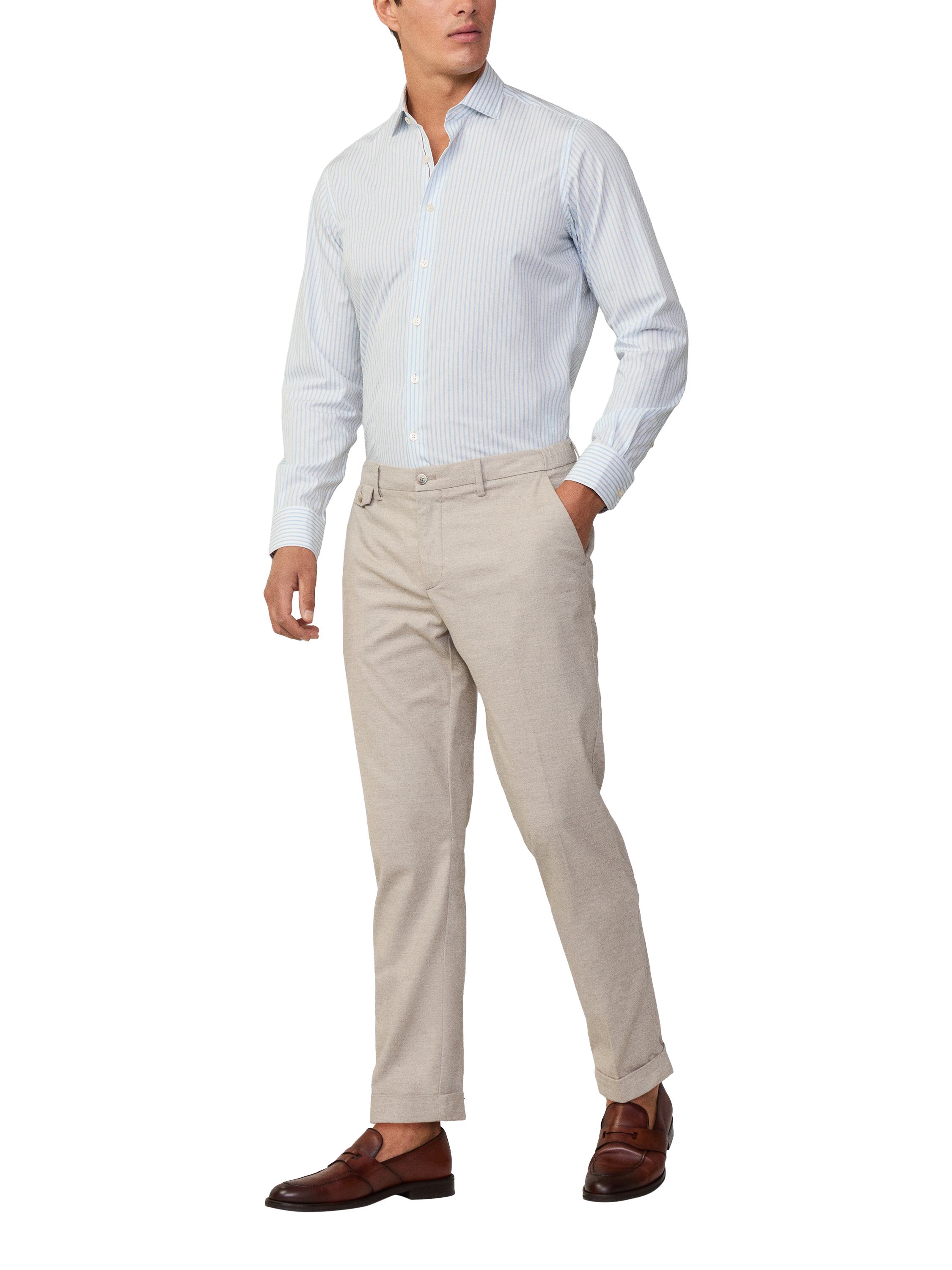 Product image 1 of 11, which shows Hackett London Relaxed Fit Regent Moleskin Chinos, Beige, 28R
