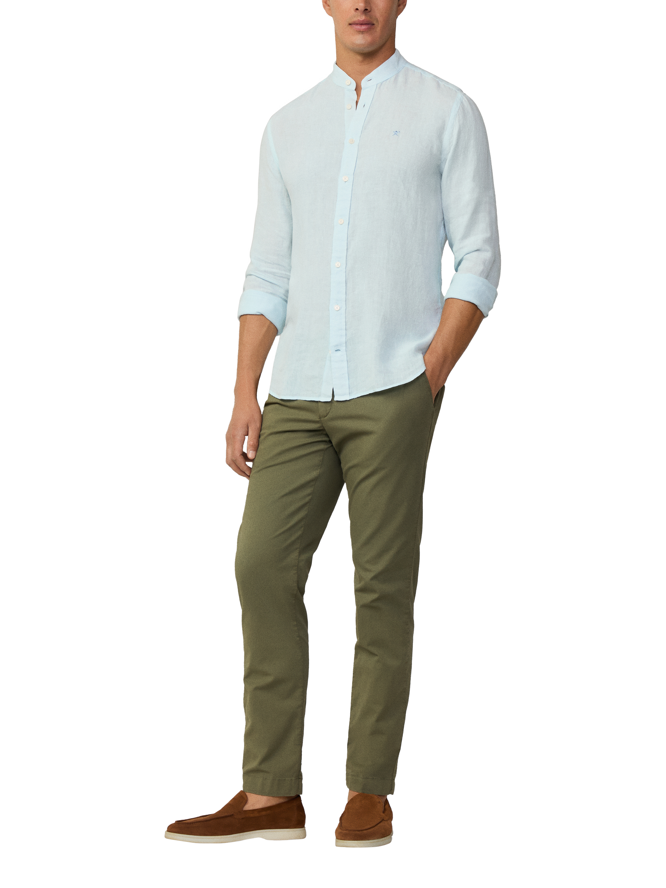 Product image 1 of 6, which shows Hackett London Kensington Slim Fit Chinos, Combat Green, 42R