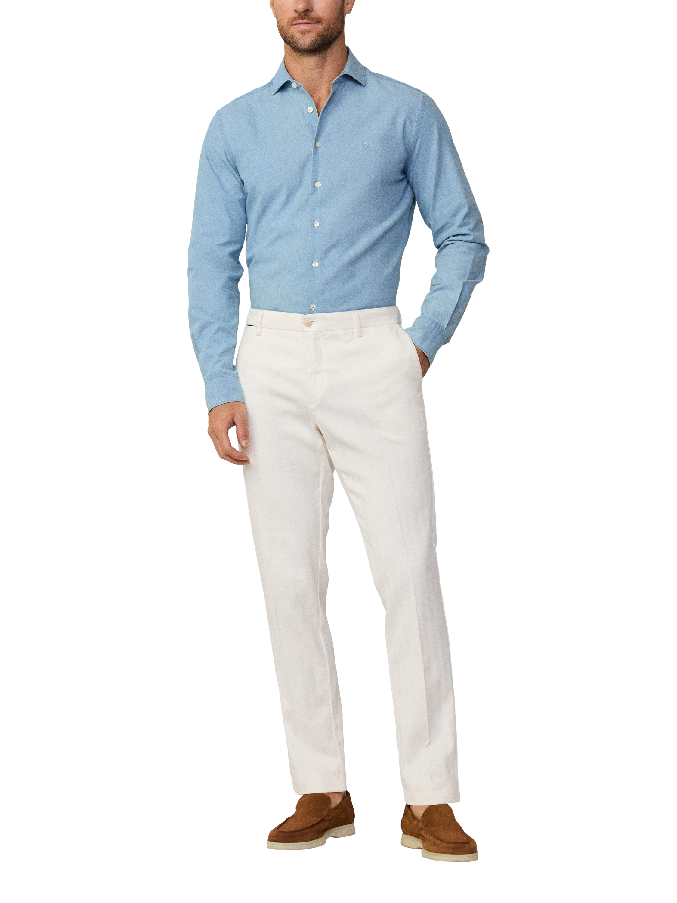 Hackett London Slim Fit Kensington Herringbone Chinos, Off White