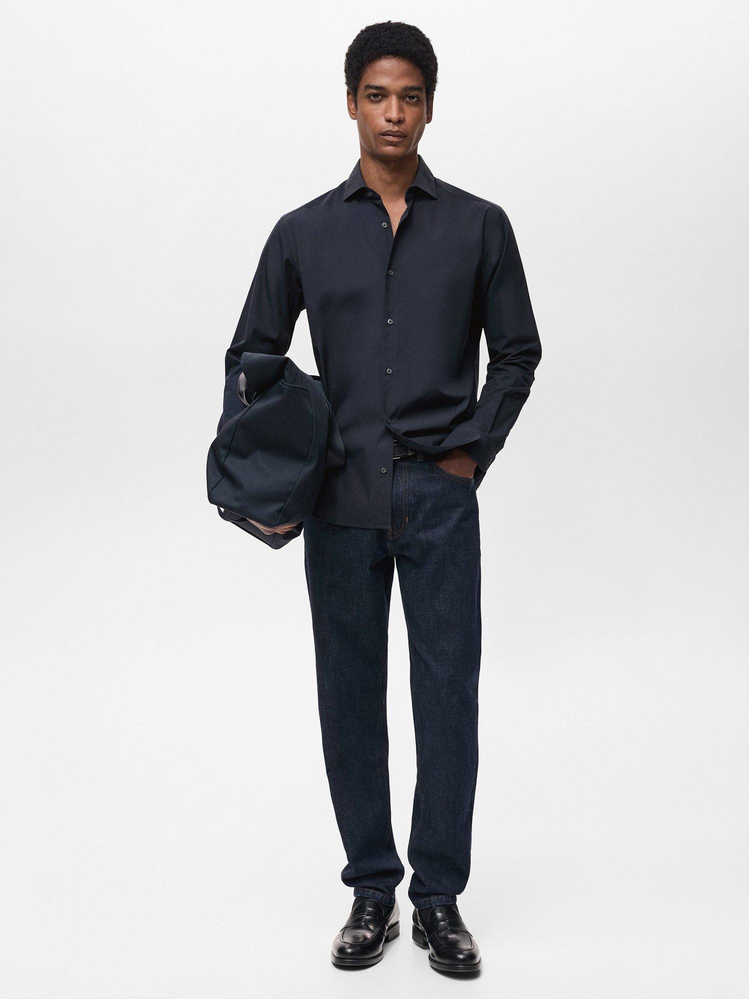 Product image 2 of 8, which shows Mango Cotton Regular Fit Shirt, Navy, XS