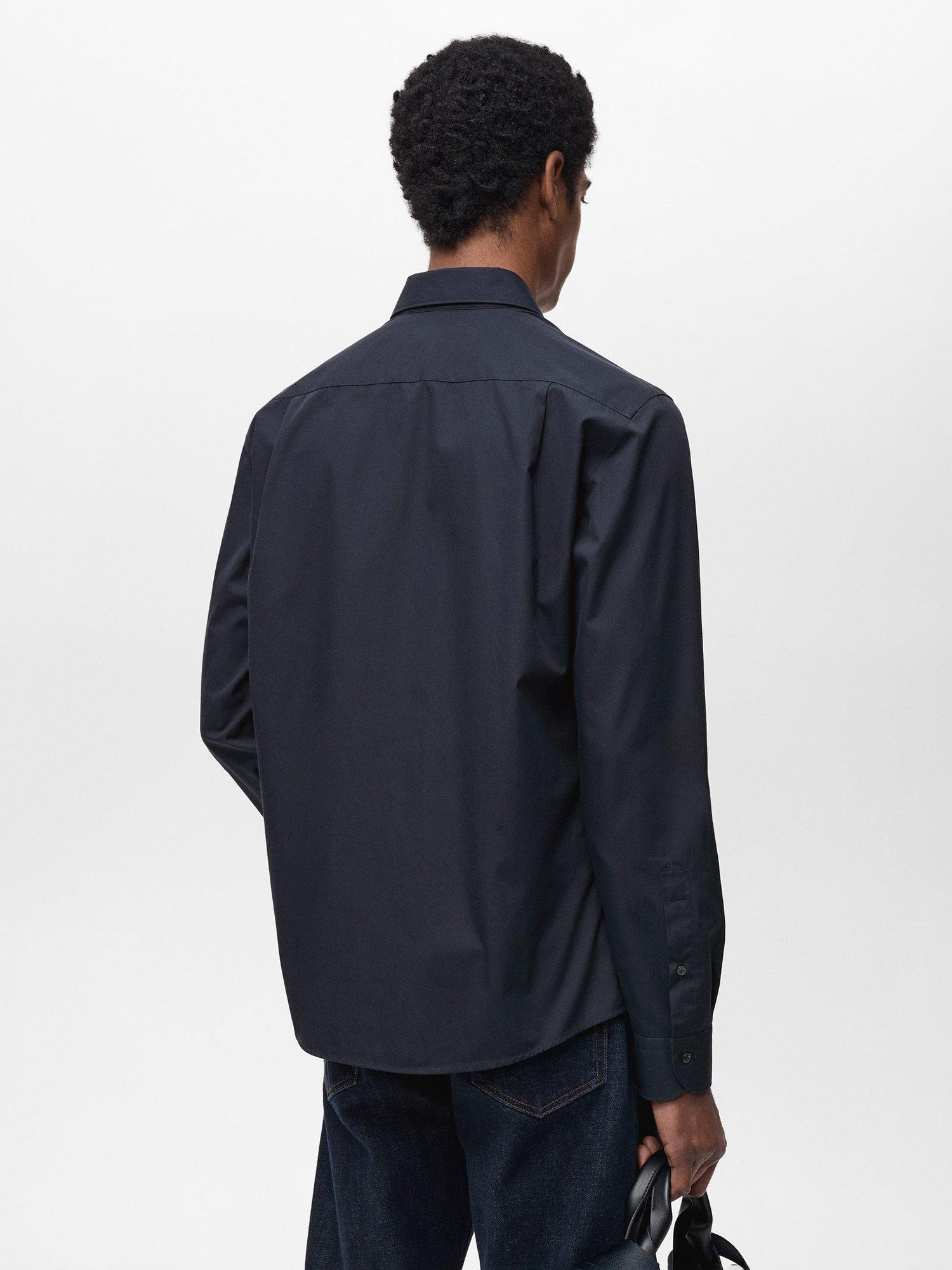 Product image 4 of 8, which shows Mango Cotton Regular Fit Shirt, Navy, XS