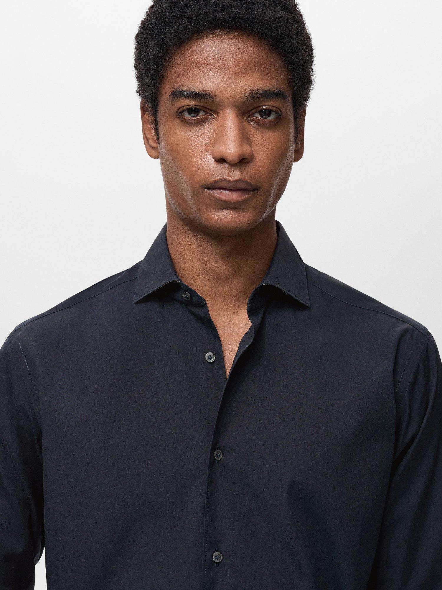 Product image 6 of 8, which shows Mango Cotton Regular Fit Shirt, Navy, XS