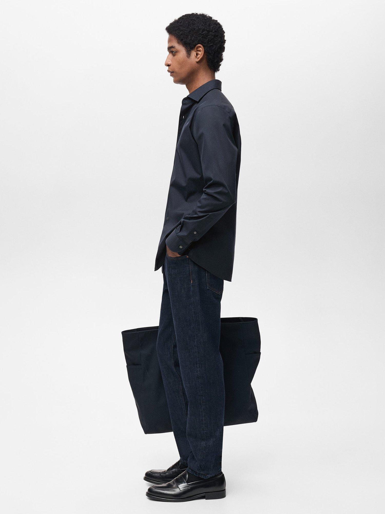 Product image 7 of 8, which shows Mango Cotton Regular Fit Shirt, Navy, XS