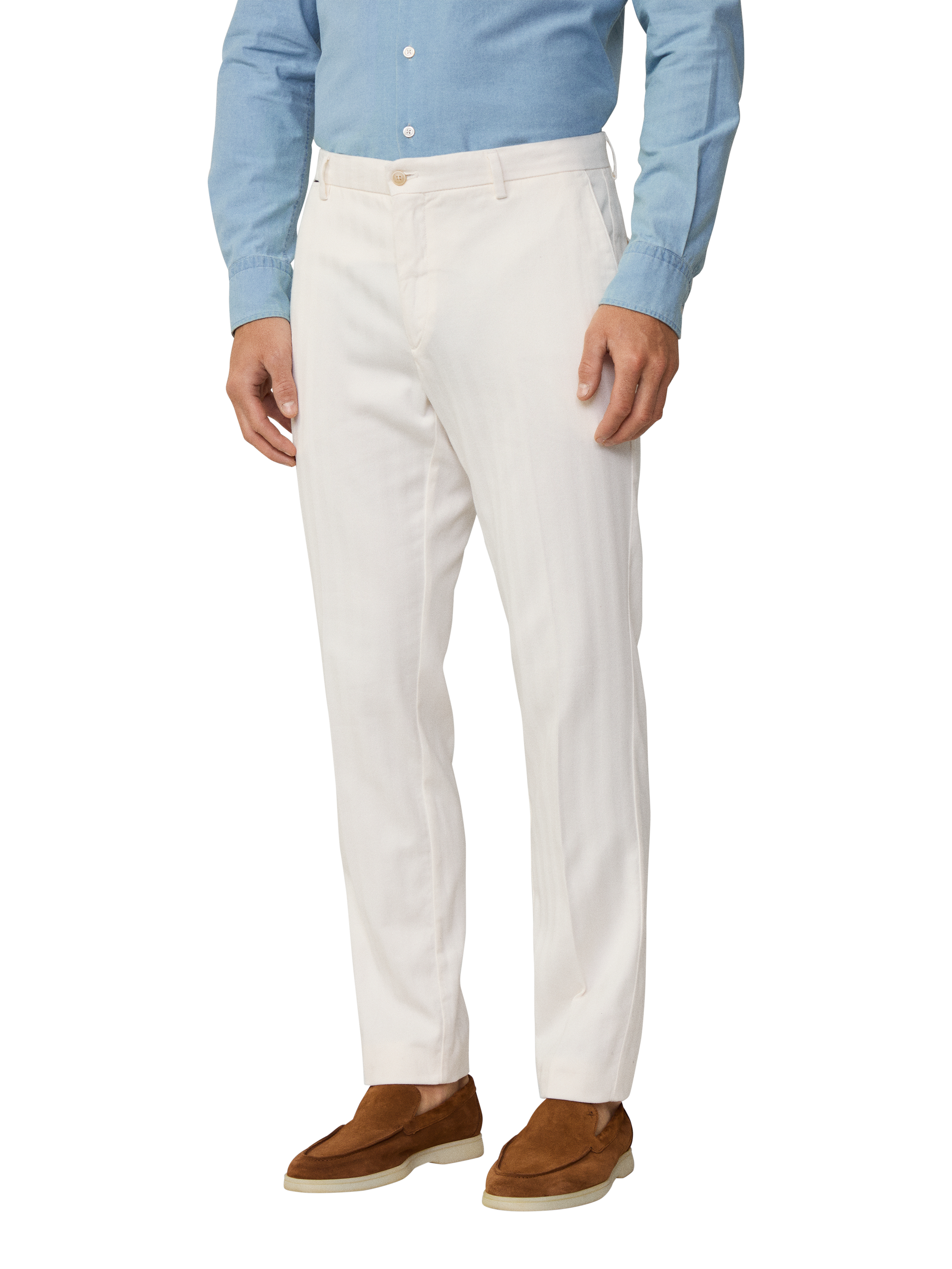 Product image 2 of 7, which shows Hackett London Kensington Herringbone Slim Fit Chinos, Off White, 42R