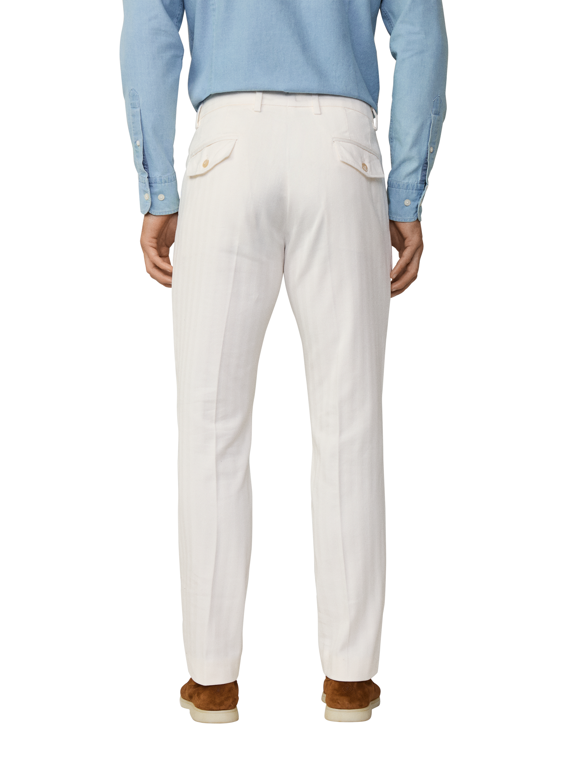 Product image 3 of 7, which shows Hackett London Kensington Herringbone Slim Fit Chinos, Off White, 42R