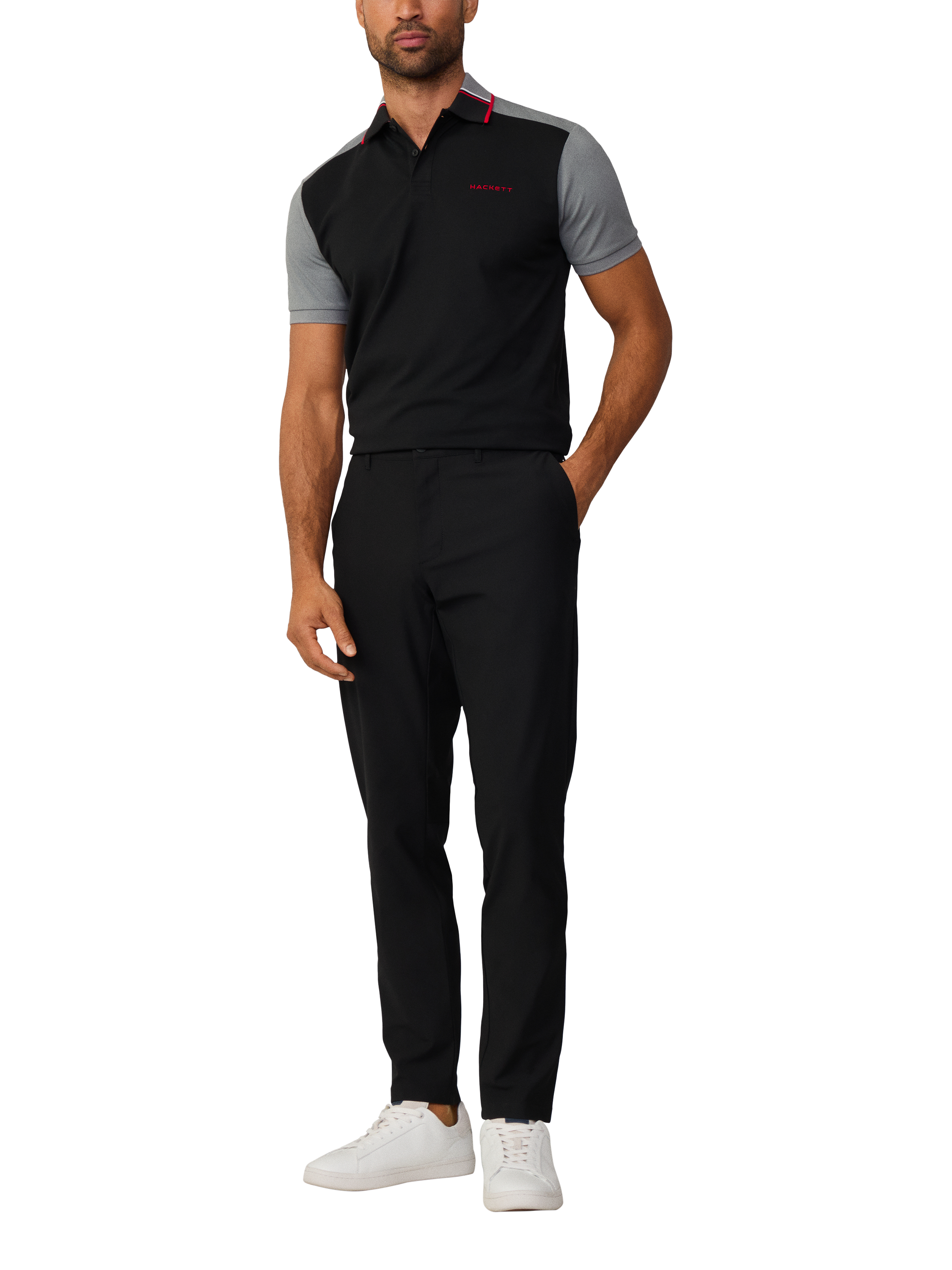Product image 1 of 8, which shows Hackett London Kensington Commuter Slim Fit Chinos, Black, 42R