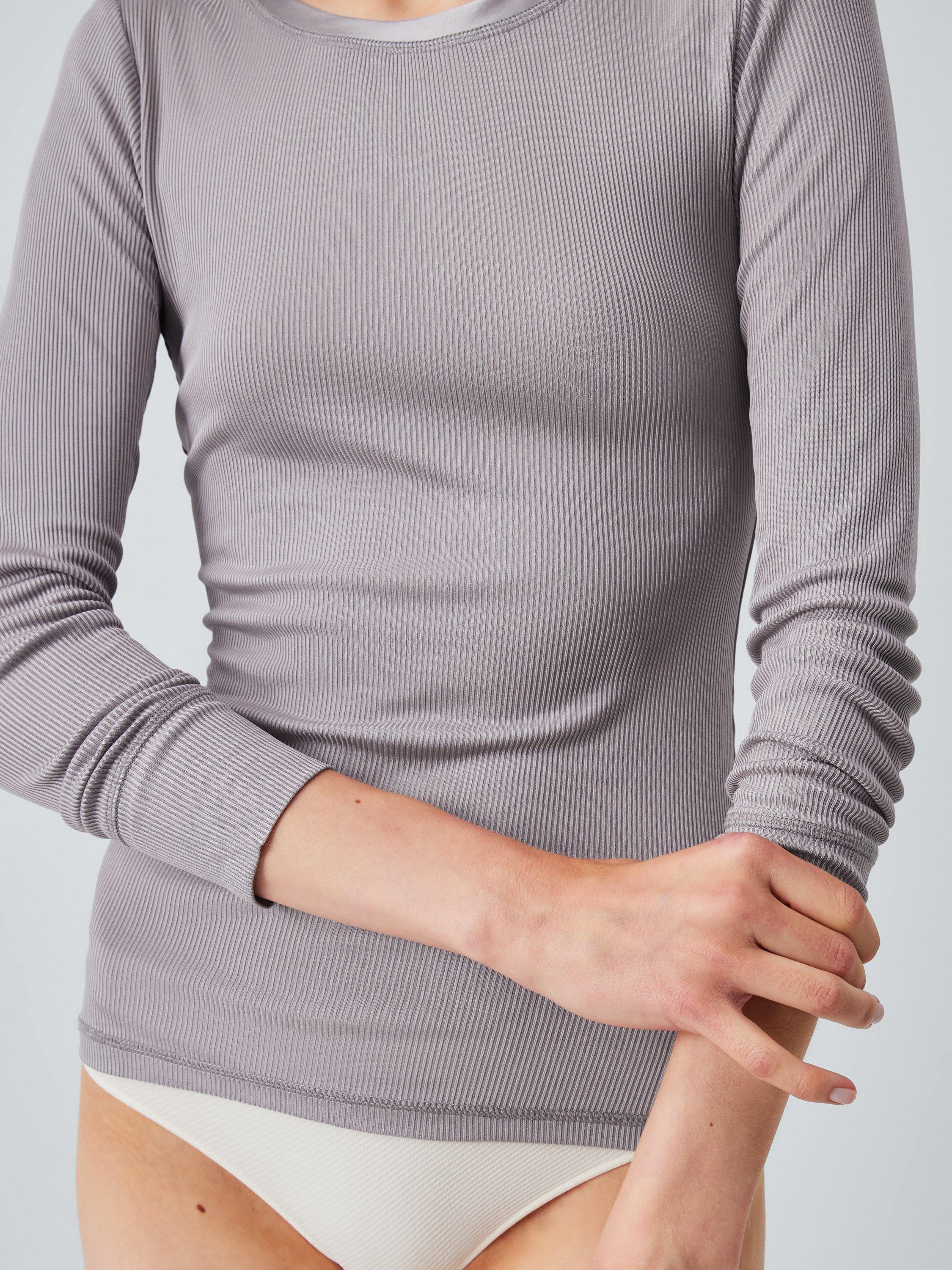 Product image 5 of 5, which shows John Lewis Ribbed Silk Thermal Long Sleeve Top, Grey, 8-10