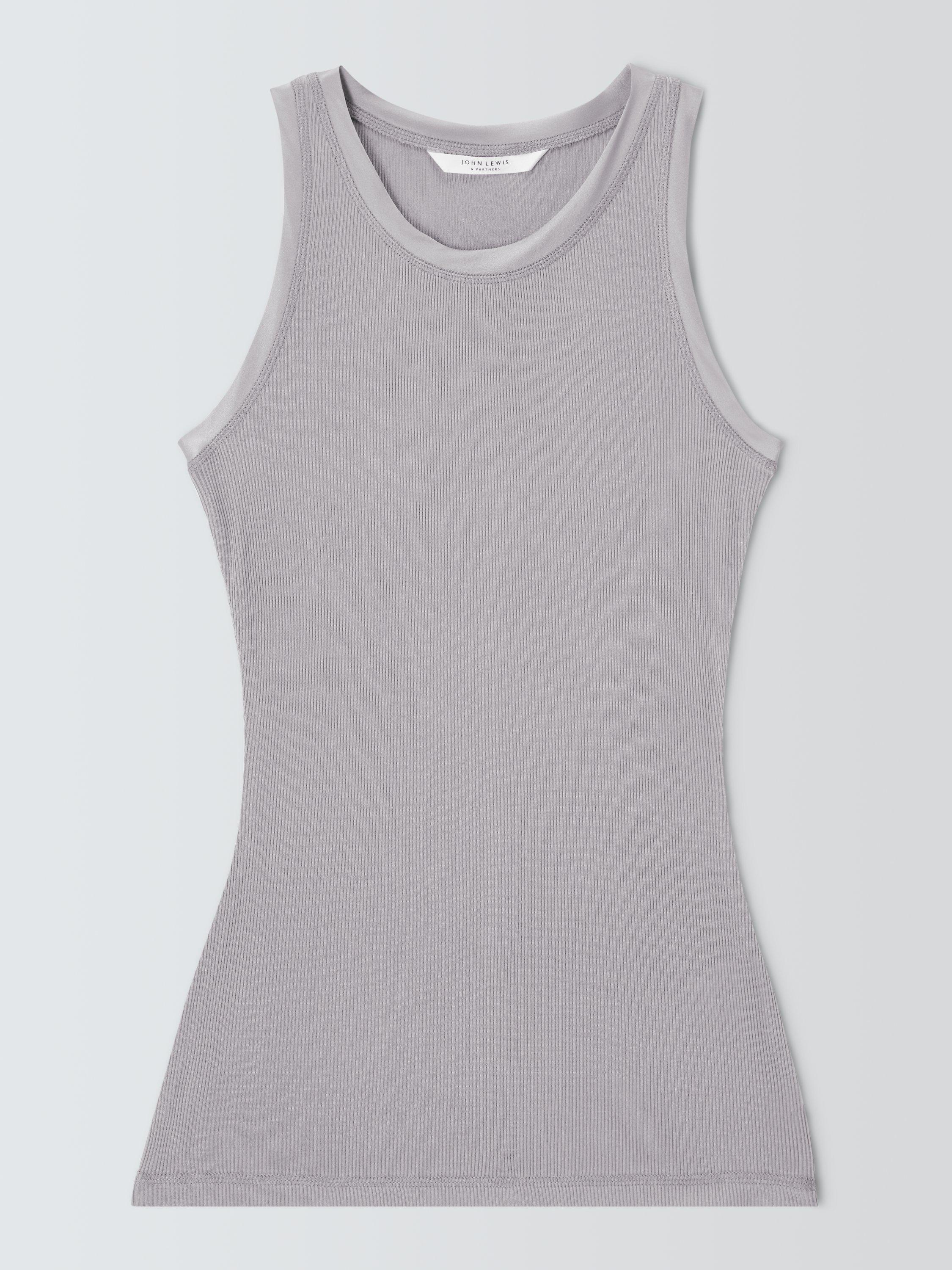 Product image 3 of 5, which shows John Lewis Ribbed Silk Thermal Vest, Grey, 8-10