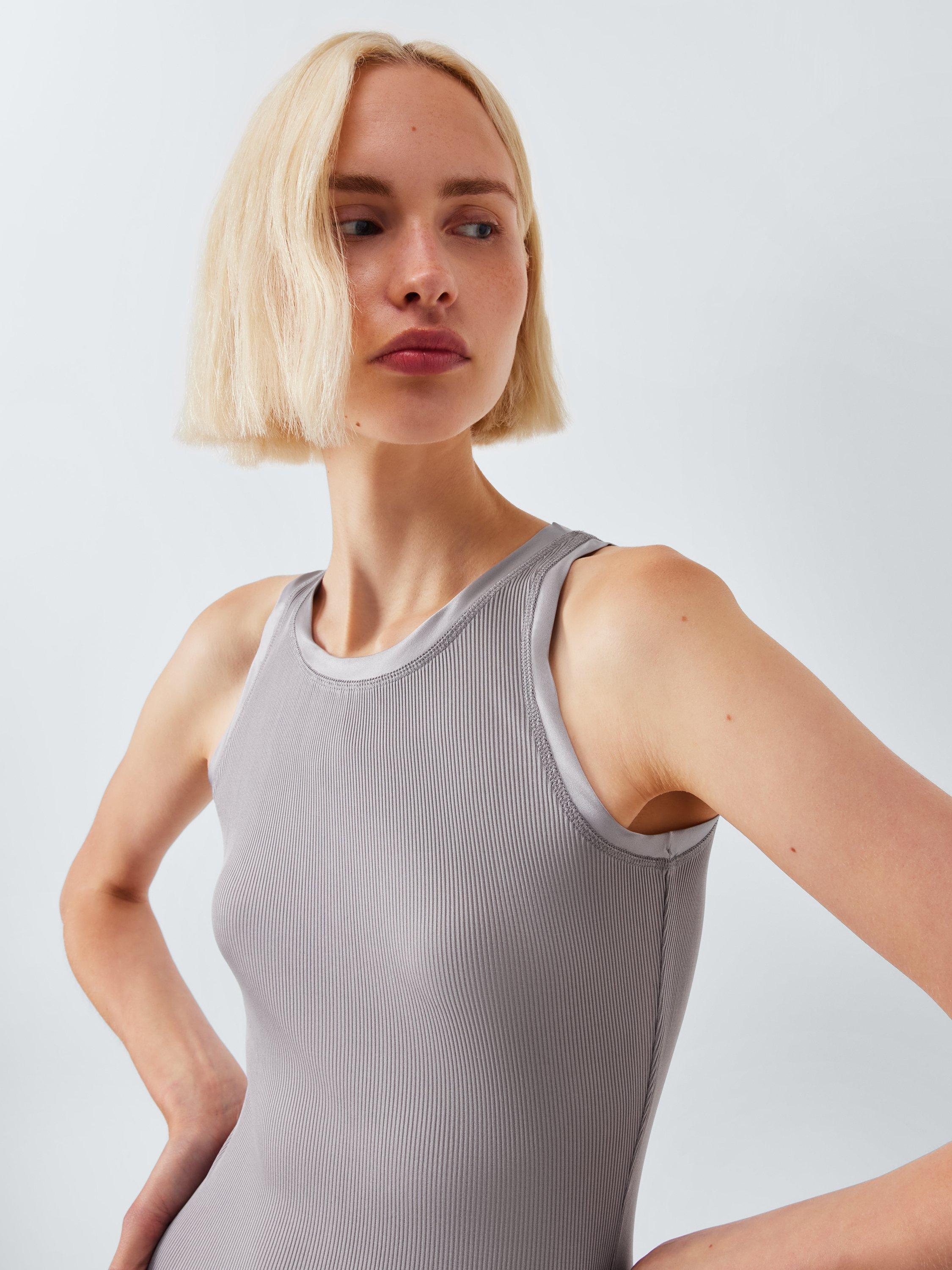 Product image 4 of 5, which shows John Lewis Ribbed Silk Thermal Vest, Grey, 8-10