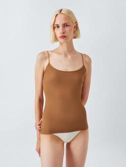 John Lewis Ribbed Silk Thermal Camisole, Biscuit, Biscuit