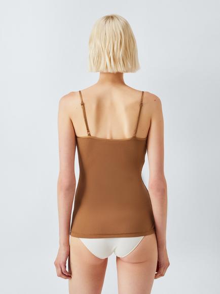 John Lewis Ribbed Silk Thermal Camisole, Biscuit - view 2, Biscuit