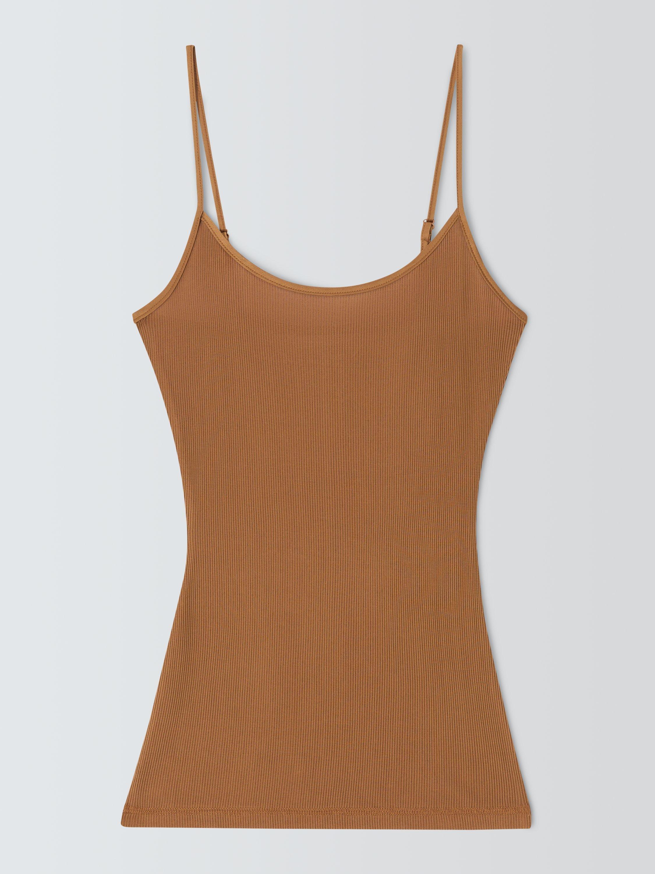 Product image 3 of 5, which shows John Lewis Ribbed Silk Thermal Camisole, Biscuit, 8-10