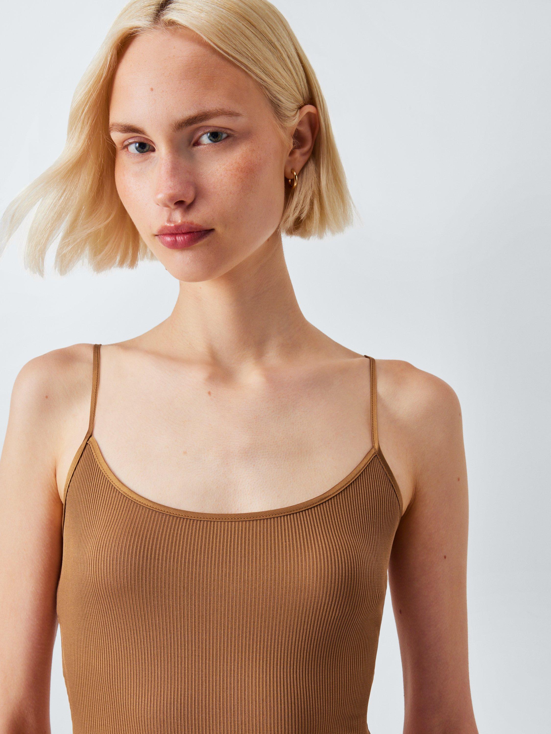 Product image 4 of 5, which shows John Lewis Ribbed Silk Thermal Camisole, Biscuit, 8-10