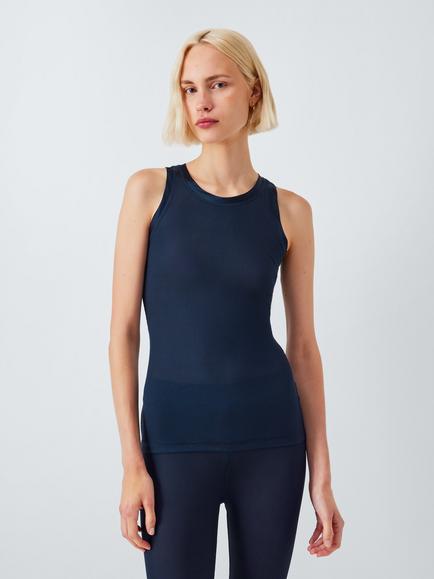 John Lewis Ribbed Silk Thermal Vest, Dark Sapphire, Dark Sapphire