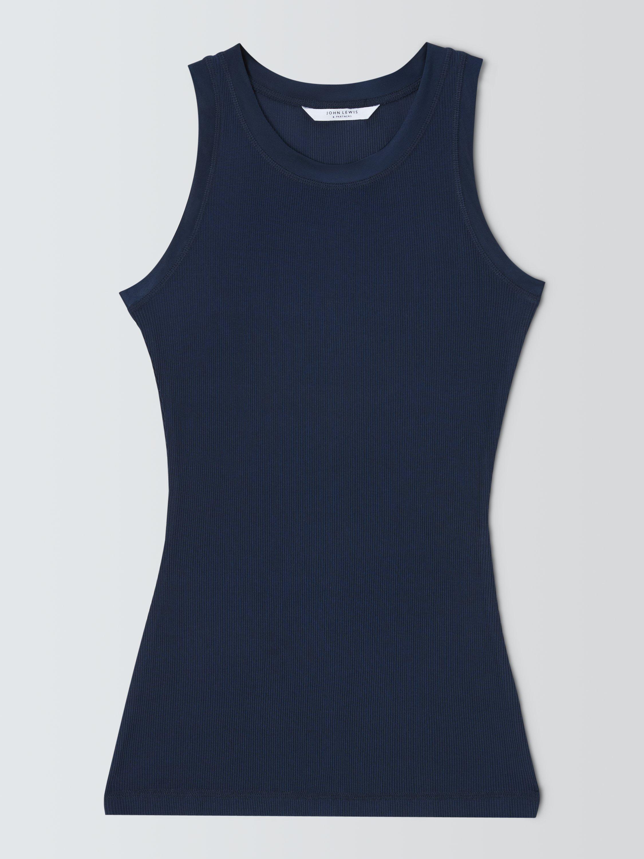 Product image 4 of 6, which shows John Lewis Ribbed Silk Thermal Vest, Dark Sapphire, 8-10