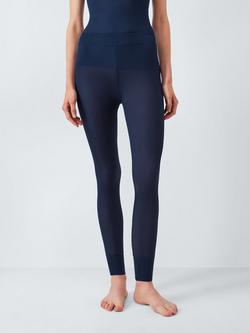 John Lewis Ribbed Silk Thermal Leggings, Dark Sapphire, Dark Sapphire