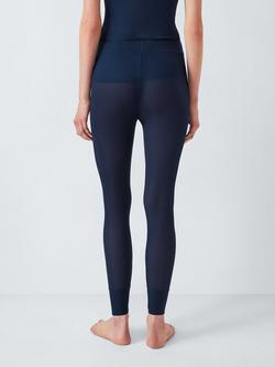 John Lewis Ribbed Silk Thermal Leggings, Dark Sapphire - view 2, Dark Sapphire