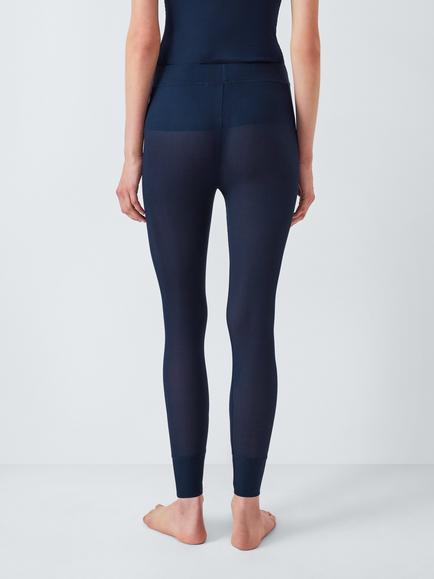 John Lewis Ribbed Silk Thermal Leggings, Dark Sapphire - view 2, Dark Sapphire