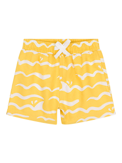 Petit Bateau Baby Shark Wave Swim Shorts, Orange/Marshmallow, Orange/Marshmallow