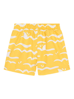 Petit Bateau Baby Shark Wave Swim Shorts, Orange/Marshmallow - view 2, Orange/Marshmallow