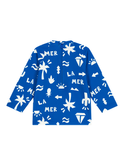 Petit Bateau Baby UV Beach Print Long Sleeve Swim Top, Mid Blue/Mallow - view 2, Mid Blue/Mallow