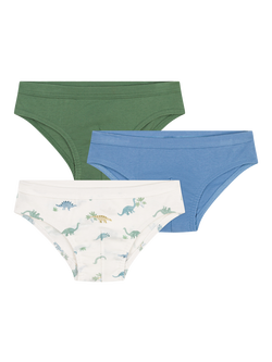 Petit Bateau Kids' Cotton Dinosaur Briefs, Pack of 3, Multi, Multi