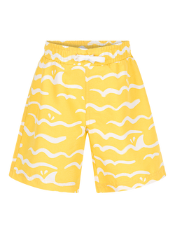 Petit Bateau Kids' Shark Wave Swim Shorts, Orange/Marshmallow, Orange/Marshmallow