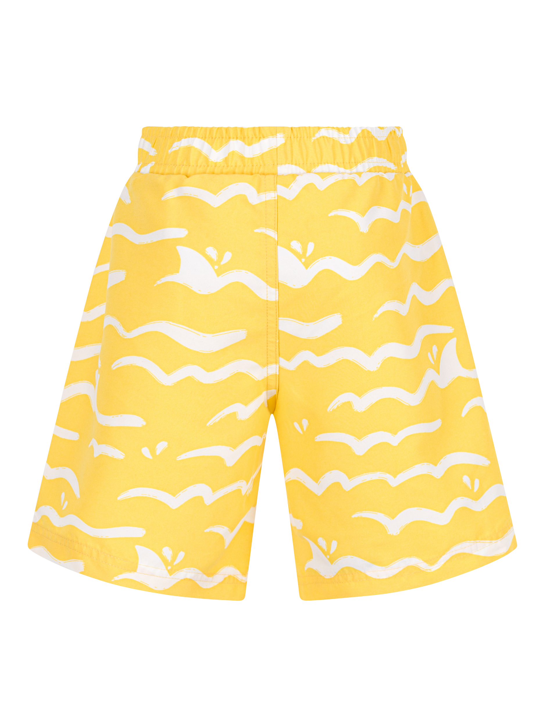 Product image 2 of 3, which shows Petit Bateau Kids' Shark Wave Swim Shorts, Orange/Marshmallow, 3 years