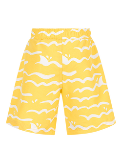 Petit Bateau Kids' Shark Wave Swim Shorts, Orange/Marshmallow - view 2, Orange/Marshmallow