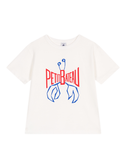 Petit Bateau Baby Cotton Logo Graphic T-Shirt, Marshmallow, Marshmallow
