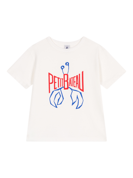 Petit Bateau Baby Cotton Logo Graphic T-Shirt, Marshmallow, Marshmallow