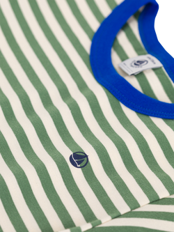 Petit Bateau Baby Cotton Stripe Short Sleeve T-Shirt, Green - view 2, Green