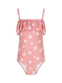 Petit Bateau Kids' Floral Ruffle Swimsuit, Marshmallow, Marshmallow