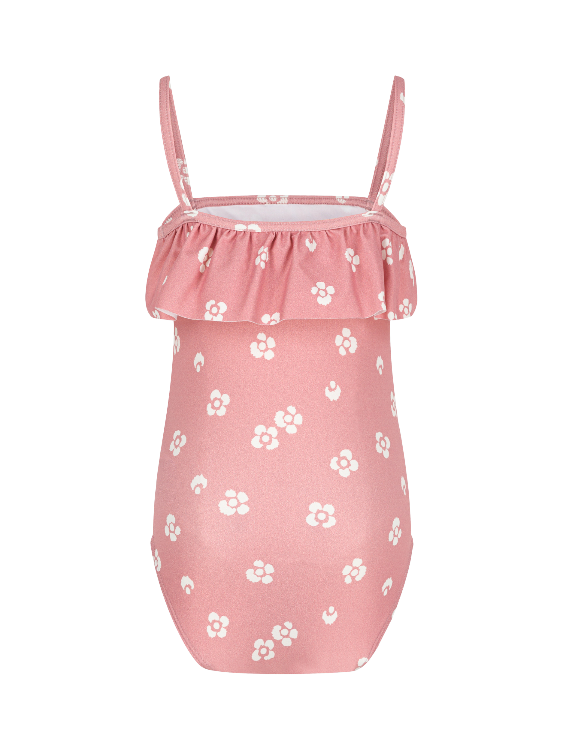 Product image 2 of 3, which shows Petit Bateau Kids' Floral Ruffle Swimsuit, Marshmallow, 5 years