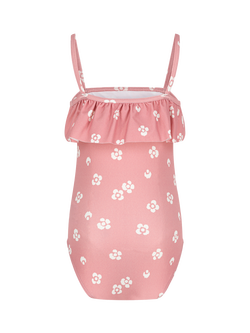 Petit Bateau Kids' Floral Ruffle Swimsuit, Marshmallow - view 2, Marshmallow