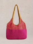 White Stuff Christe Crochet Shopper Bag, Pink/Orange