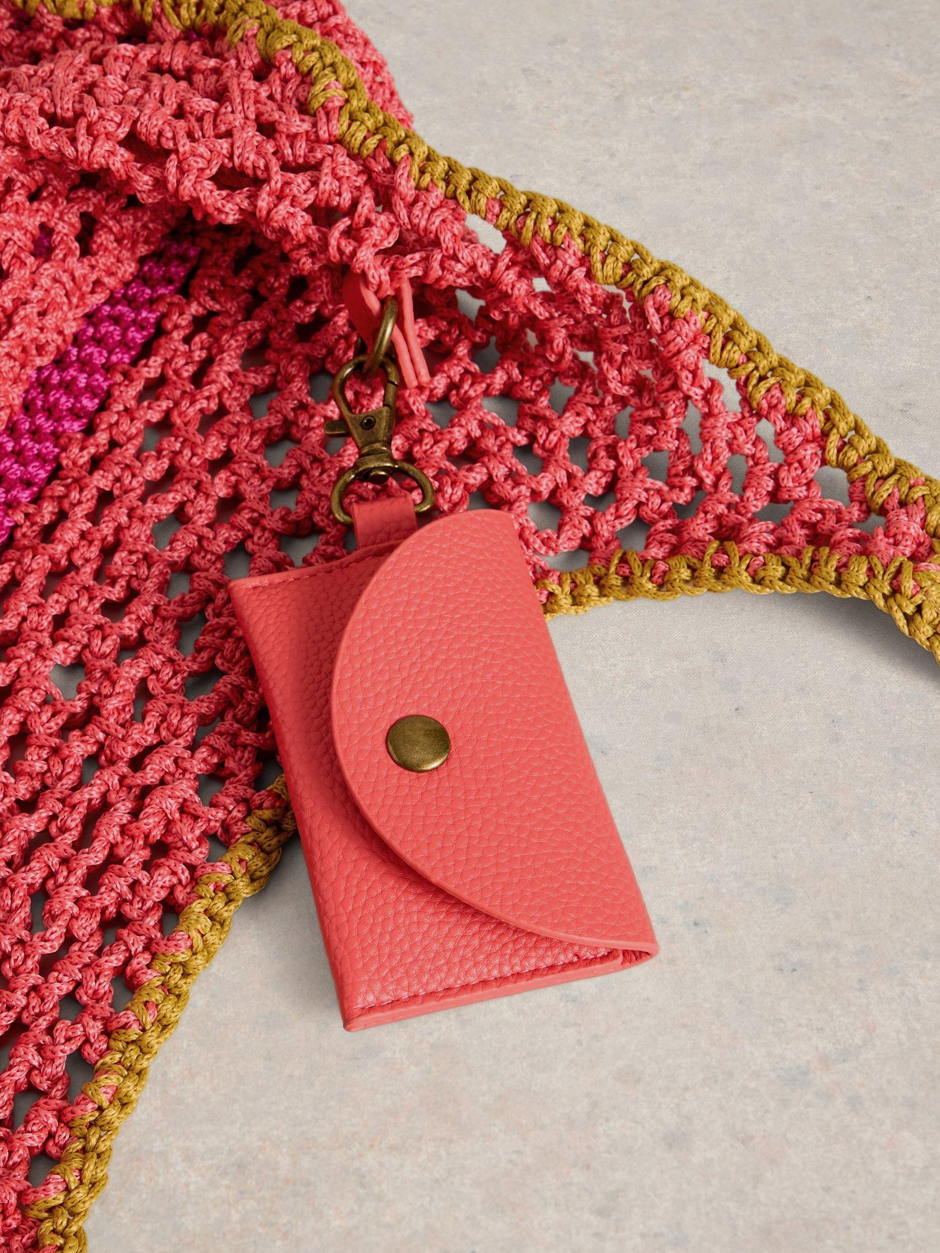 Product image 3 of 5, which shows White Stuff Christe Crochet Shopper Bag, Pink/Orange