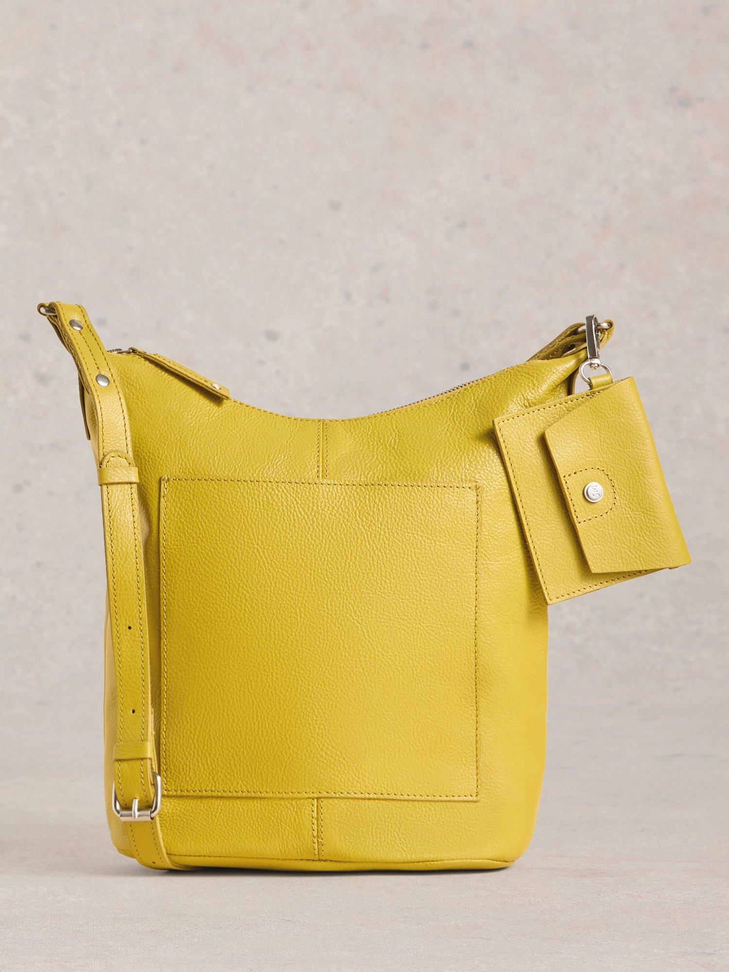 Product image 1 of 4, which shows White Stuff Fern Leather Crossbody Bag, Yellow