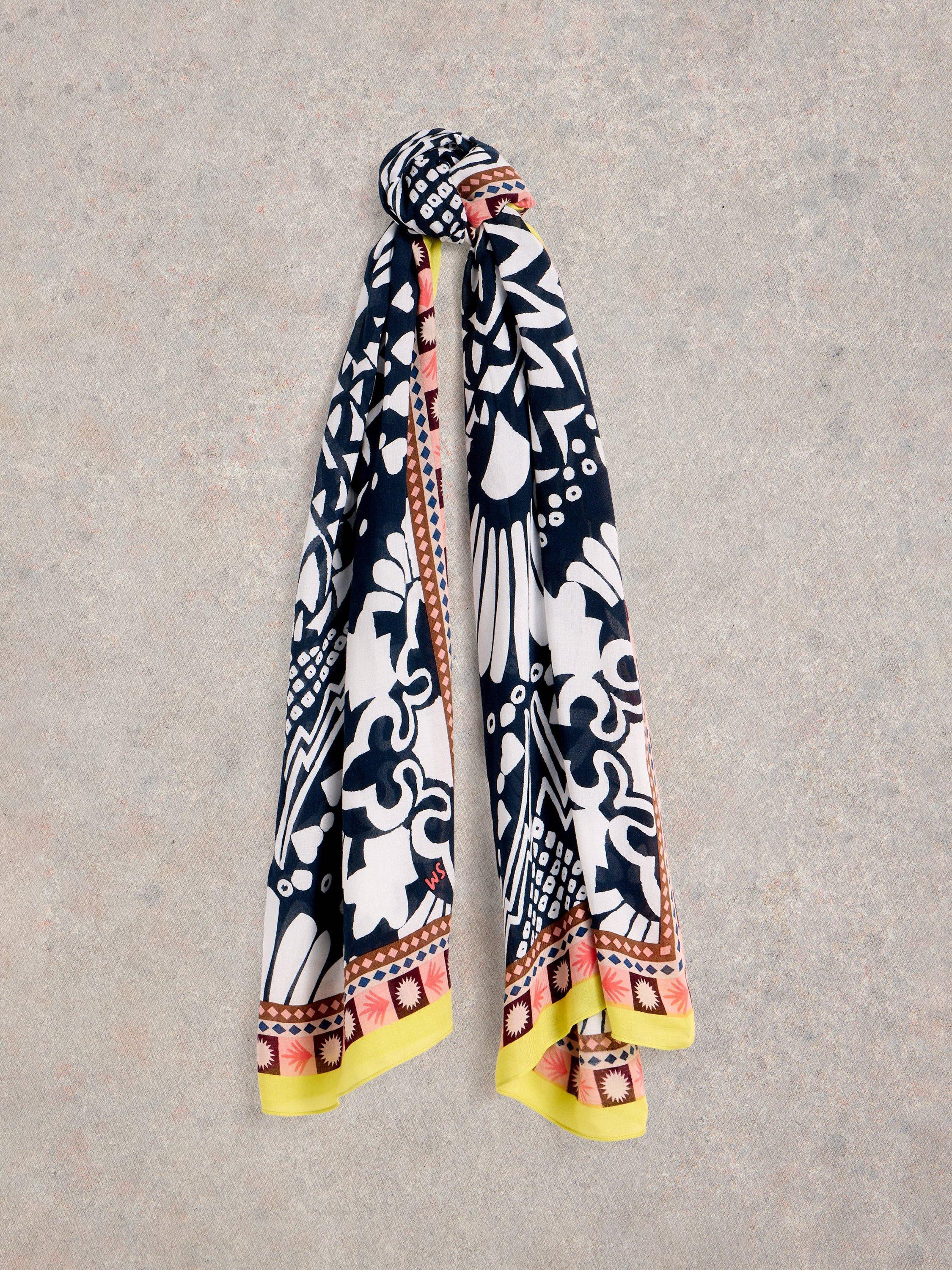 Product image 1 of 3, which shows White Stuff Calypso Scarf, Navy/Multi