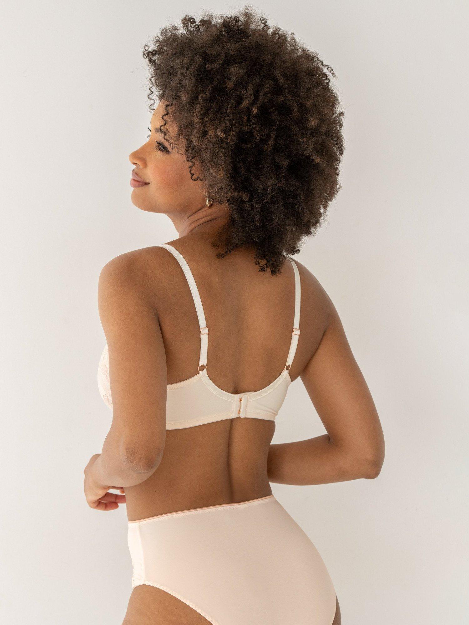 Product image 6 of 8, which shows Pour Moi Atelier Lace High Apex Padded Underwired Bra, Ivory/Champagne, 32B