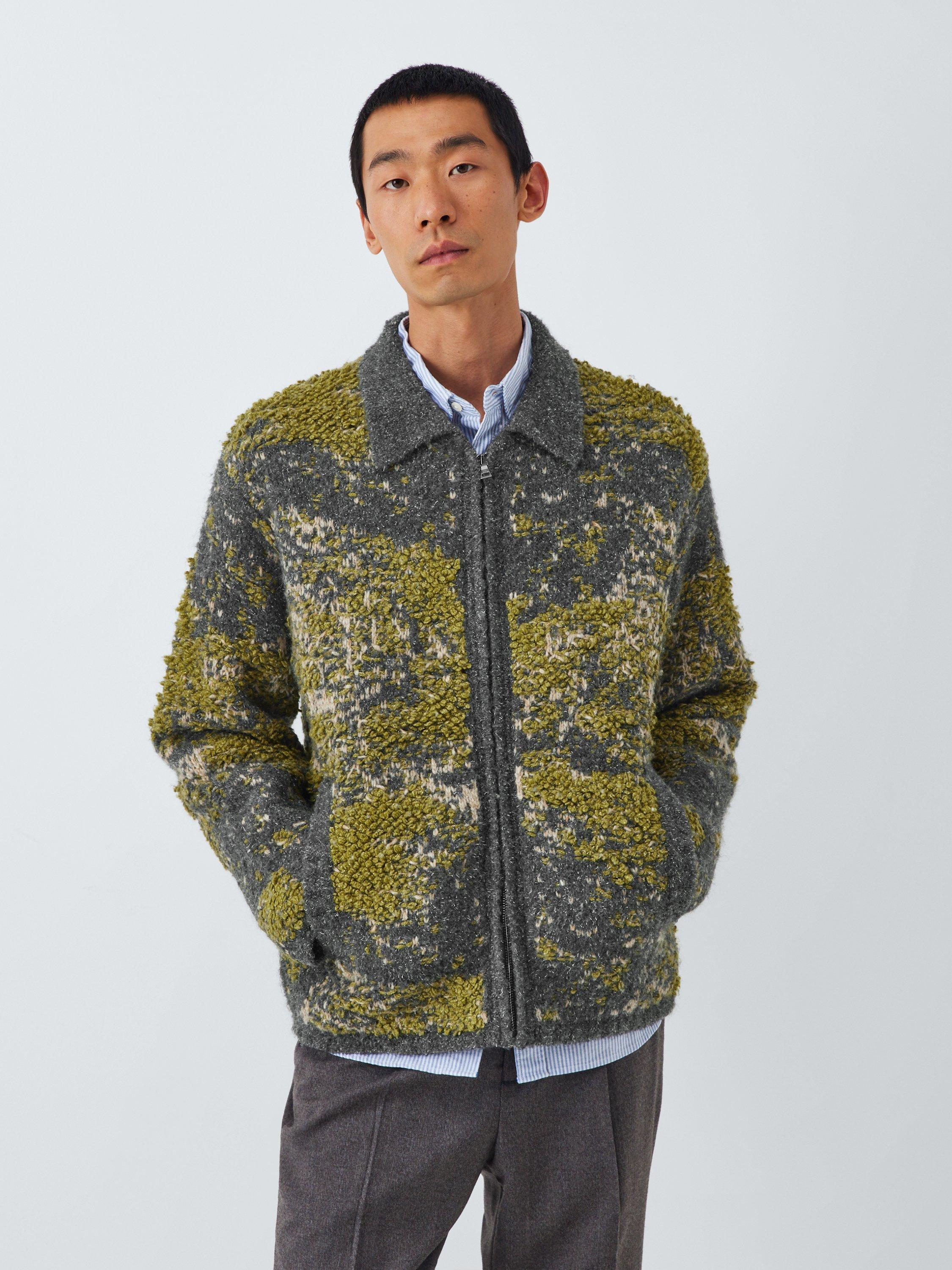 John Lewis Merino Wool Blend Textured Knit Zip Through Cardigan